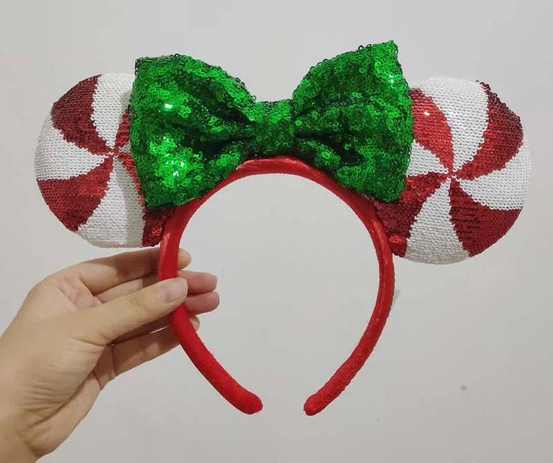 Повязка на голову с ушками леденца Микки и Минни Маус, маскарадная плюшевая повязка на голову для взрослых/детей