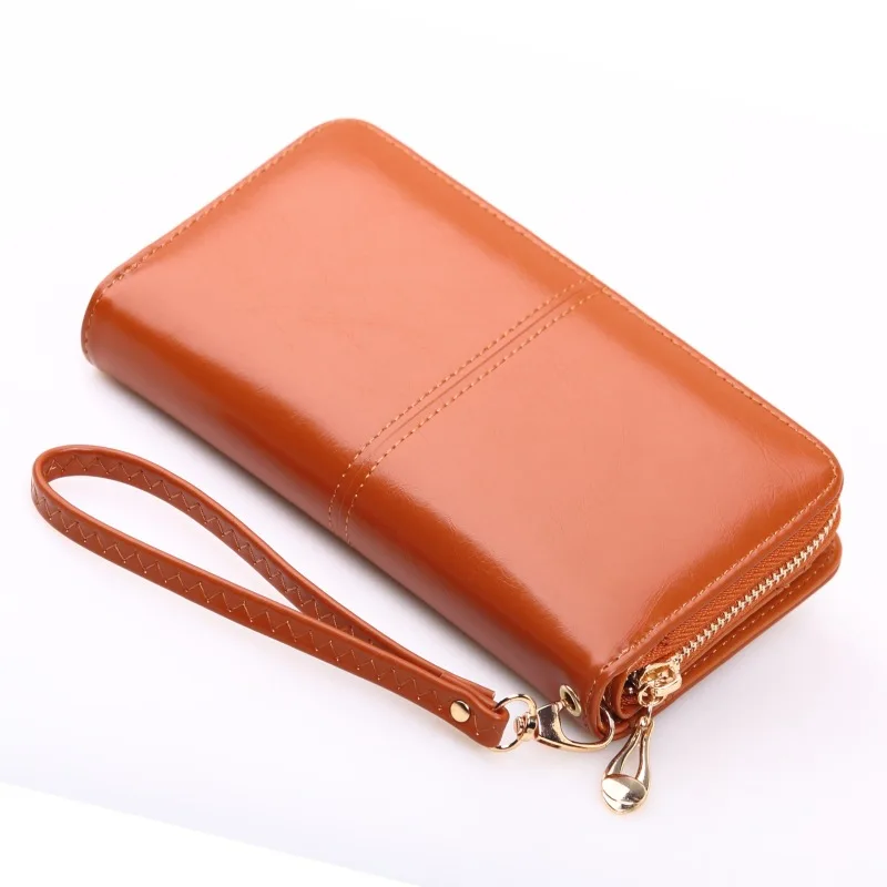 

Quality phone bag Clutch Fashion Split Leather Female Long Style Women Zipper Purse Strap Coin Purse For iPhone 7 Plus x xs max