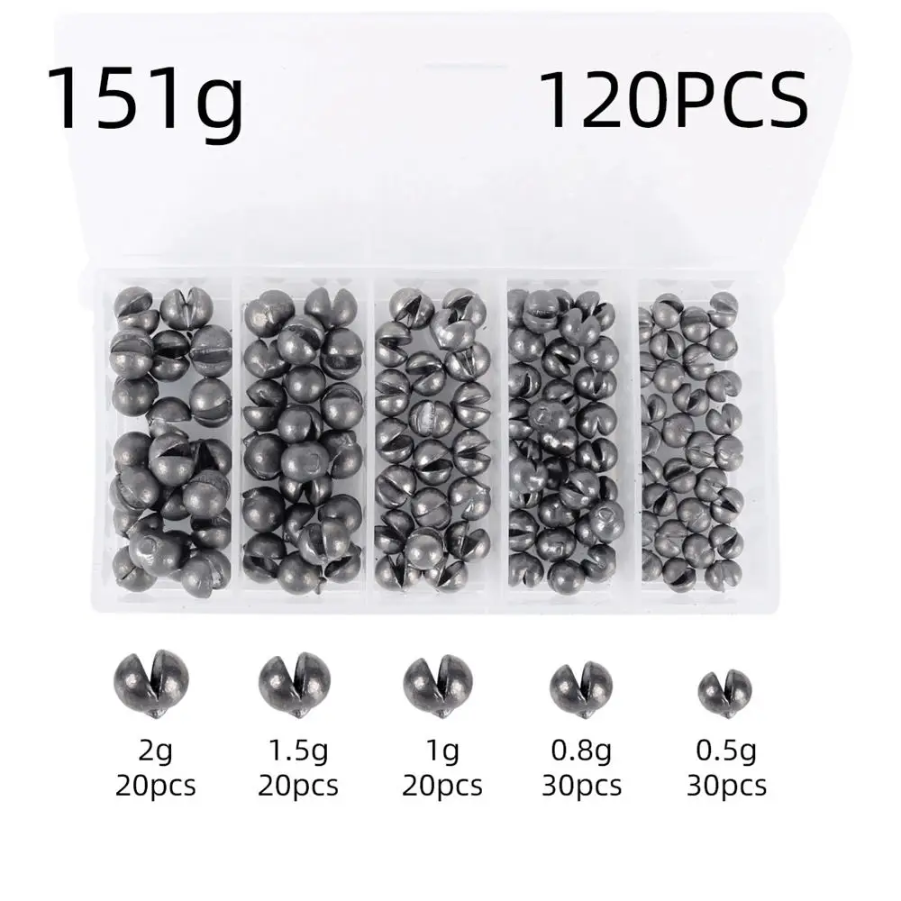 

100/120pcs Open Bite Lead Set Bare Fishing-clip Fishing Accessory Lake/sea Fishing Round Plumb Bob Auxiliary Fishing Tackle Gear