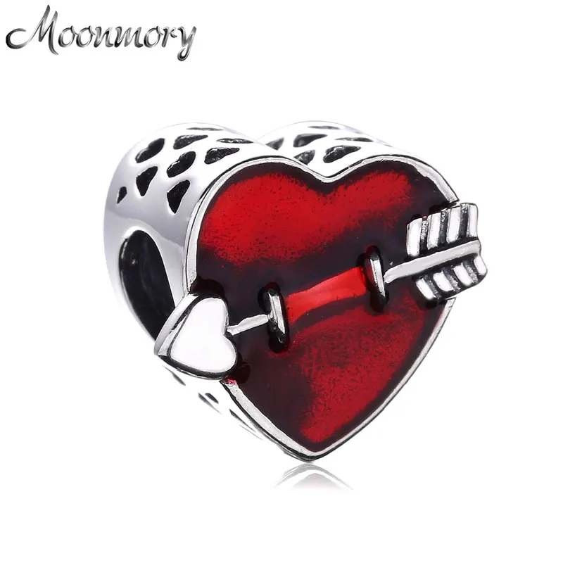 Moonmory 925 пробы Серебряный купид стрела сердце очарование первая любовь гравировка