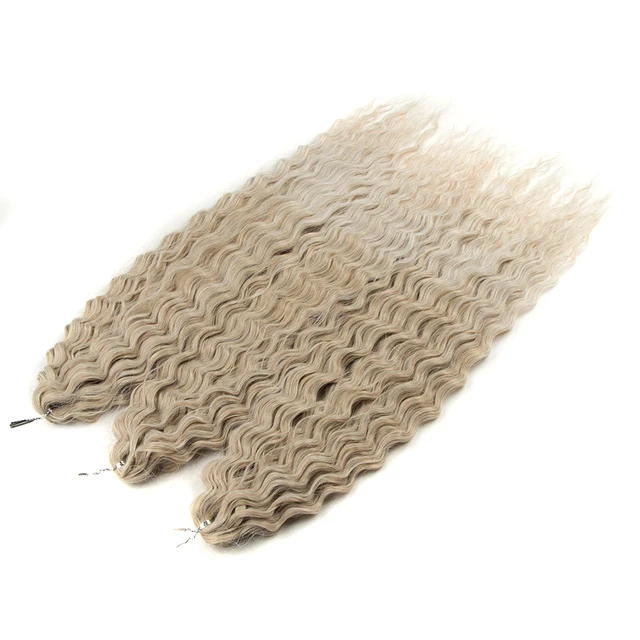 FASHION IDOL Soft Water Wave Twist Crochet Hair Synthetic Braid Hair Ombre Blonde Pink 22 Inch Deep Wave Braiding Hair Extension T16A-56C