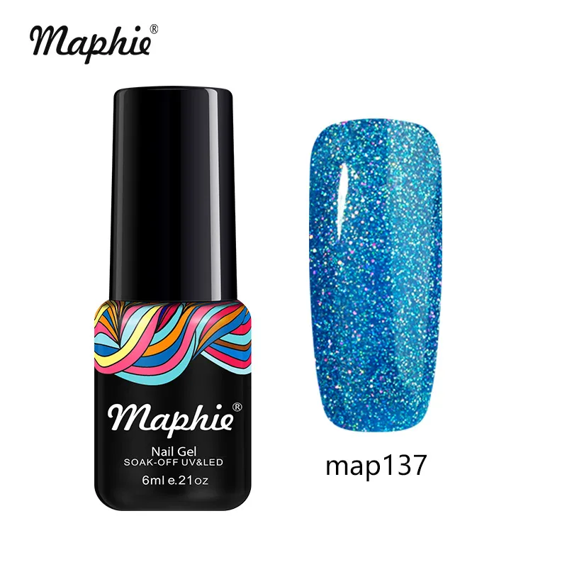 Maphie бриллиантовый блеск с ультрафиолетовым свечением Гель-лак для ногтей цветной яркий декор с блестками Led лак для ногтей серебряный цвет Led гель Гибридный лак - Цвет: 137