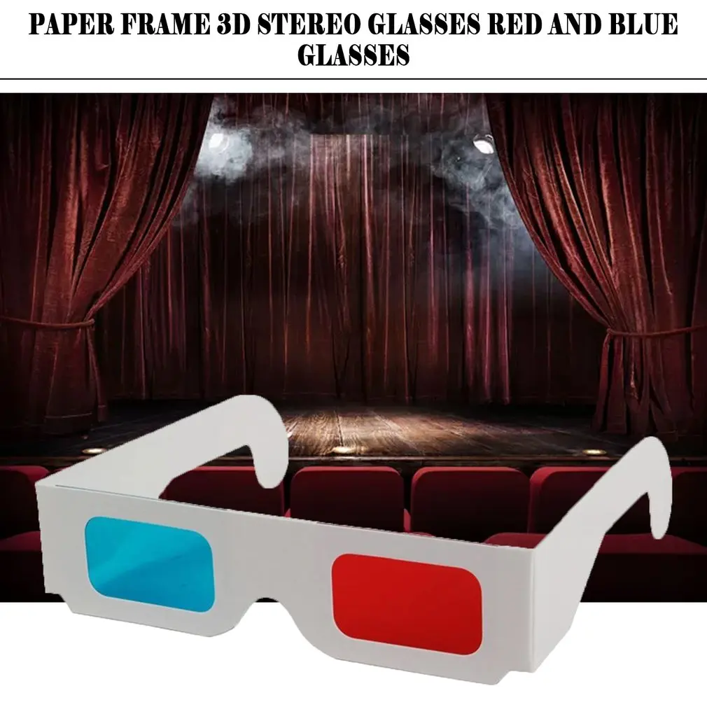100 шт./лот универсальная бумага анаглиф 3D стекло es бумага 3D стекло es вид анаглиф красный/синий 3D стекло для кино видео EF