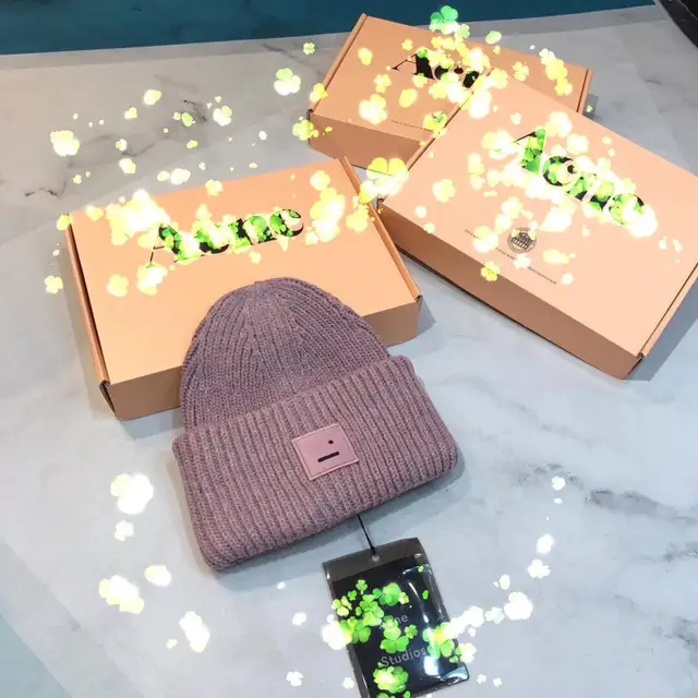 AC Studios Smiling face Beanie Skull Caps knitted Cashmere Eye Warm Couple Lovers Acne Hats Tide Street Hip-hop Wool Cap Adult 12