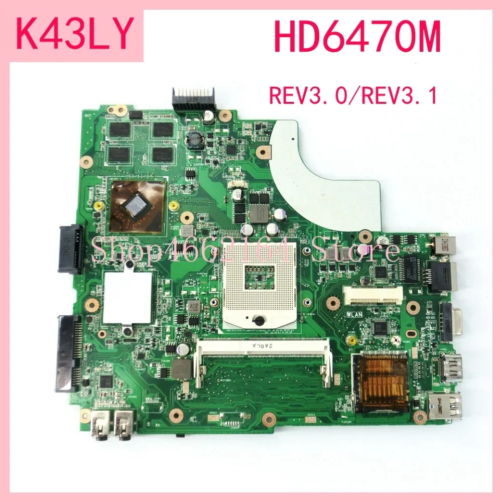 Материнская плата для ноутбука K43LY HD6470M REV3.0/3 1 ASUS X84HR K84HR K84LY X44H DDR3 HM65|Компьютерные