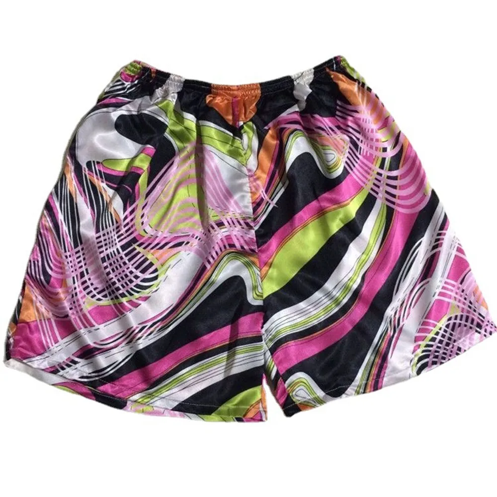 Men Silk Pajama Shorts Loose Boxers Sleepwear For Male Breathable Homewear Robes Shorts Man Nightwear Print Satin Sleep Bottoms pajama pants men's