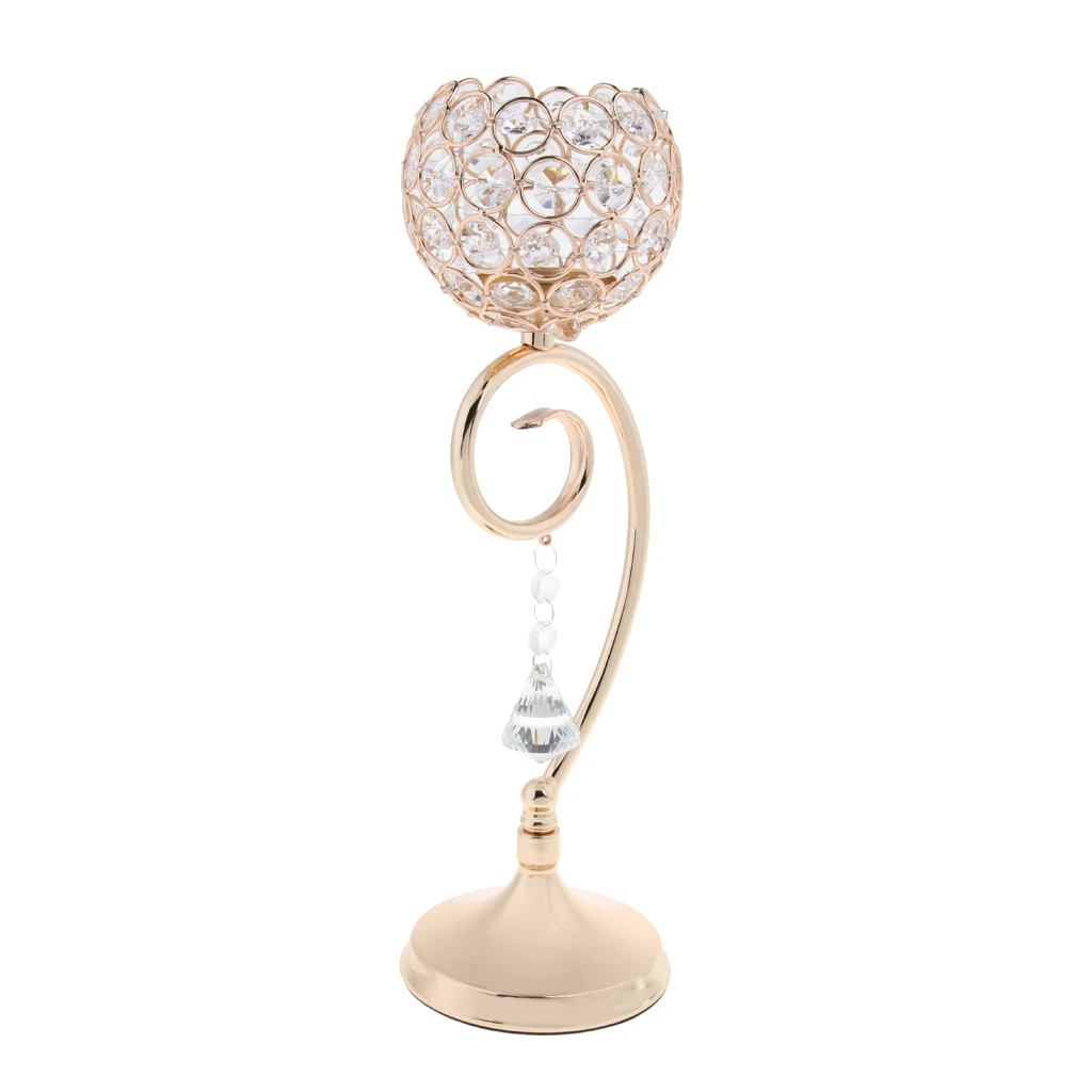 Magideal Crystal Tea Light Candle Holder Wedding Festive Banquet Decor Lamp Decor Window Top Countertop Decor 35cm