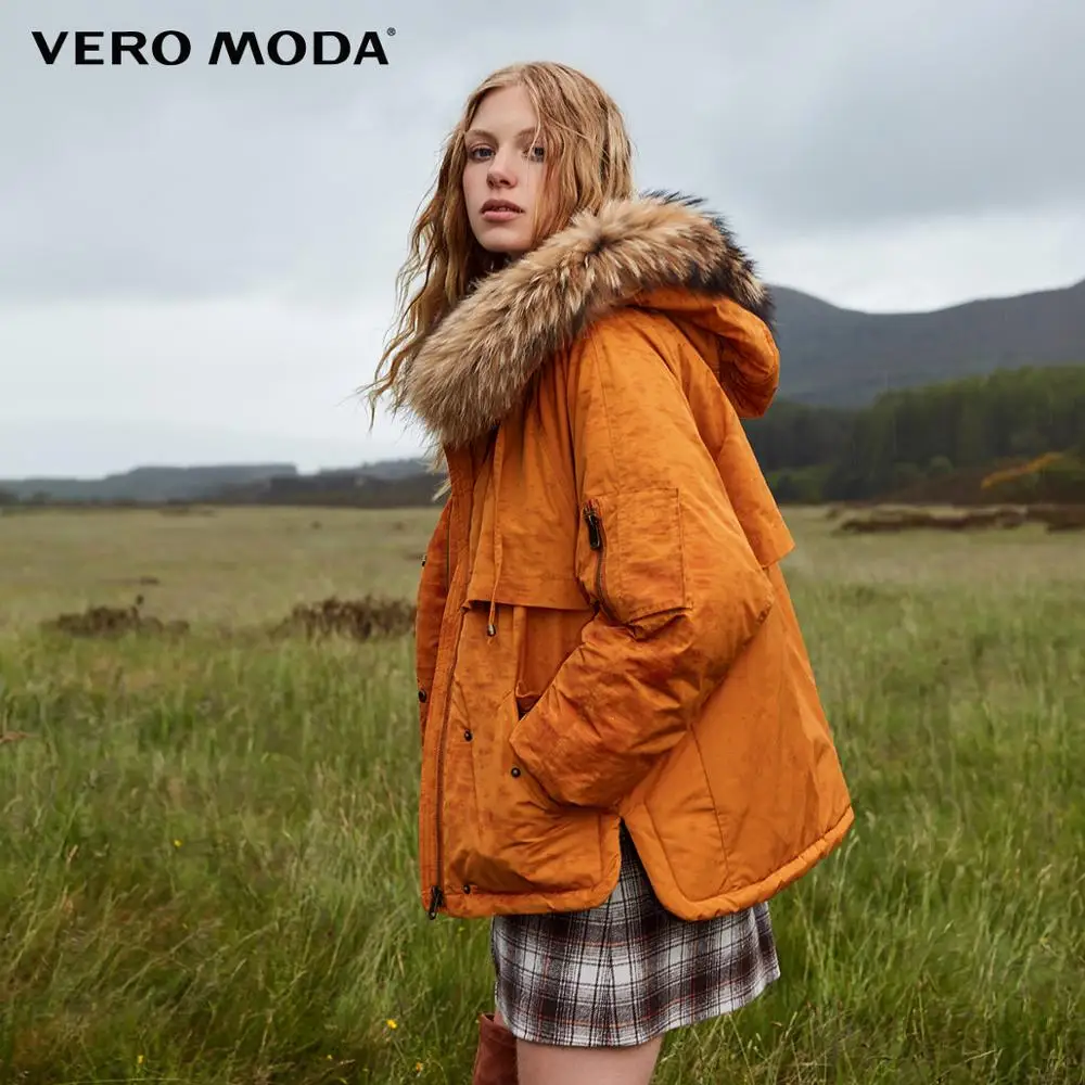 Vero Moda Новая женская Съемная куртка с капюшоном из меха енота | 318323501