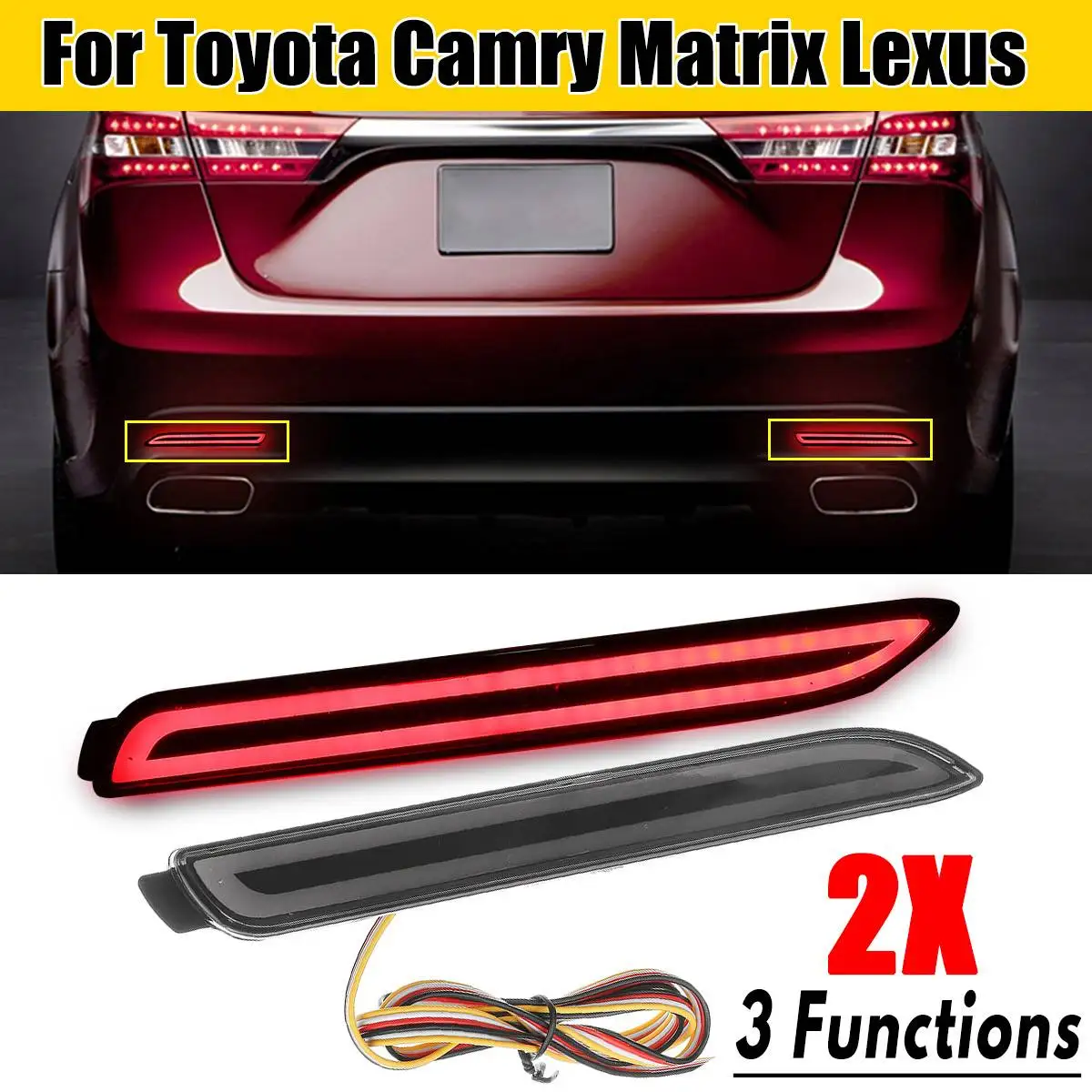 3 3 функции Светодиодный отражатель заднего бампера заднего тормоза для Toyota Camry Reiz-WISH SIENNA Innova-Lexus ISF GX470 RX300