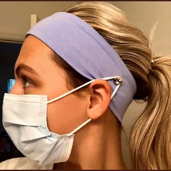 

1Pc Headband Sweat Absorption Hair Band Fitness Elastic Sports Hair Accessories Female Yoga Button Headband Facemask Holder