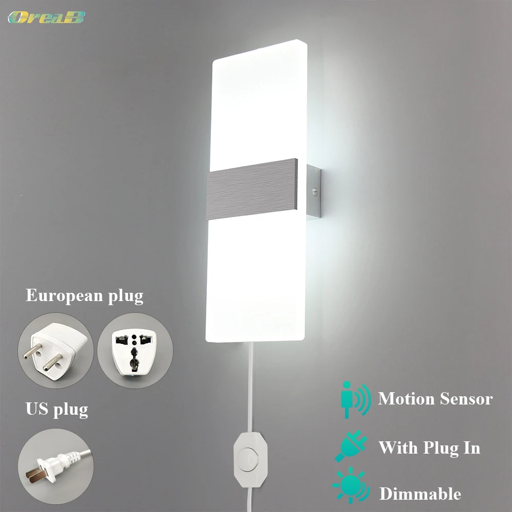 Mini Plug-in Adjustable LED Wall Night Light Lamp Sliding Button EU US Bedroom 