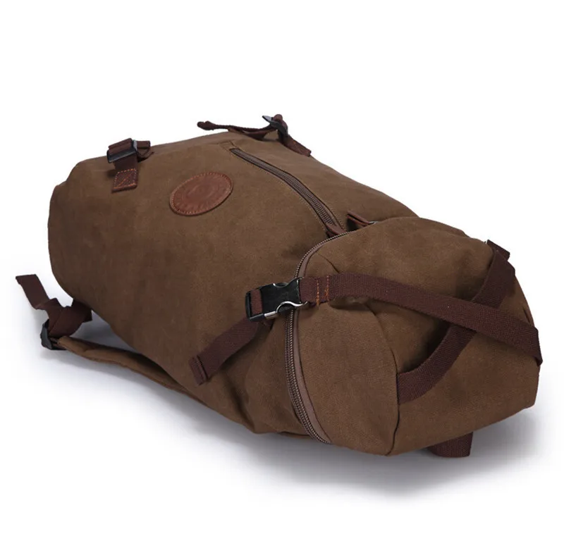 

Dongguan 86 Human Solid Coffee Canvas Backpack Desert Travel Large-Volume Mountain Backpack