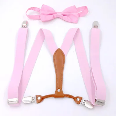 Adolescent 2.5cm candy color suspenders belt ladies 4 clip trousers strap high-grade British elastic strap clip bow tie - Цвет: C