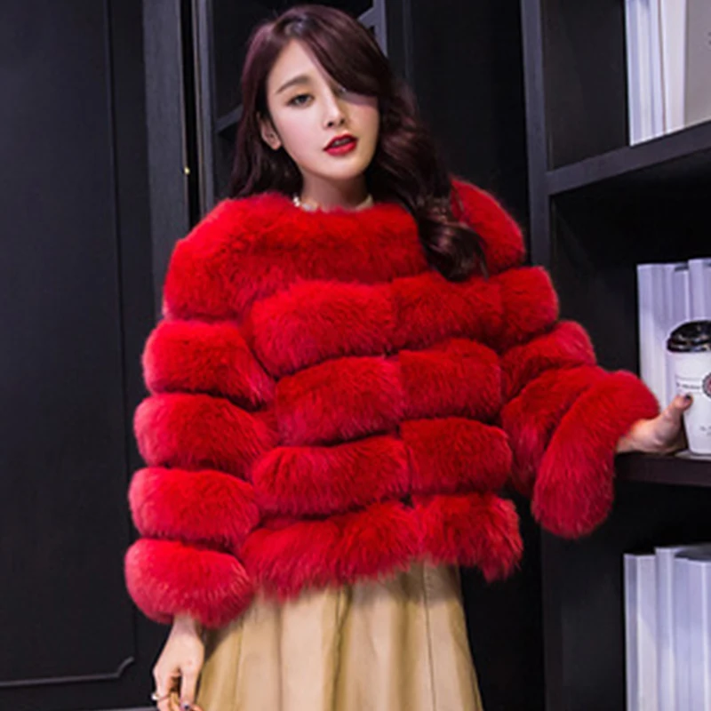 HJQJLJLS 2023 Winter New Fashion Women Faux Fur Coat Female Black Elegant Fluffy Thick Warm Artificial Fox Fur Jacket Outerwear 2