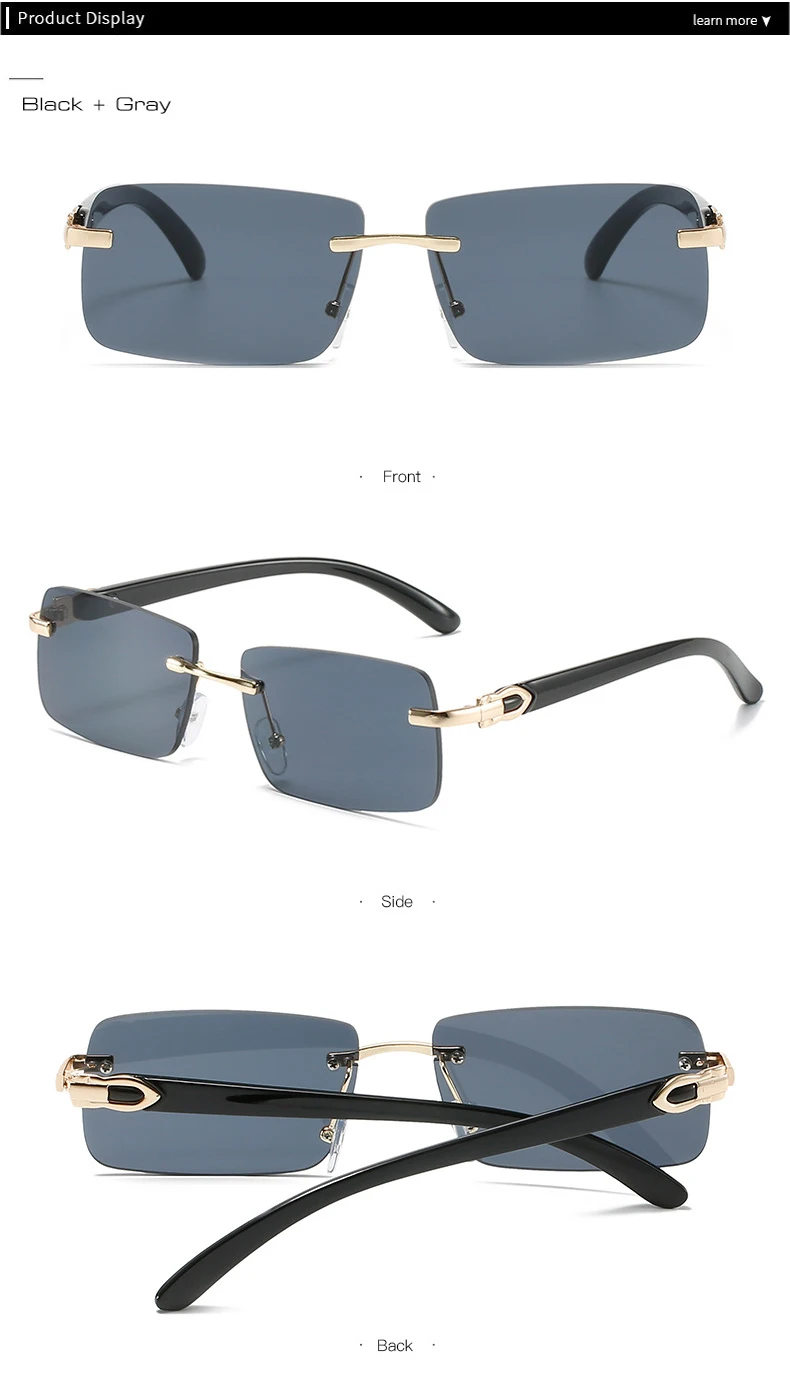 SO&EI Fashion Rectangle Sunglasses Women Vintage Rimless Ocean Gradient Lens Eyewear Shades UV400 Men Brand Designer Sun Glasses reader sunglasses