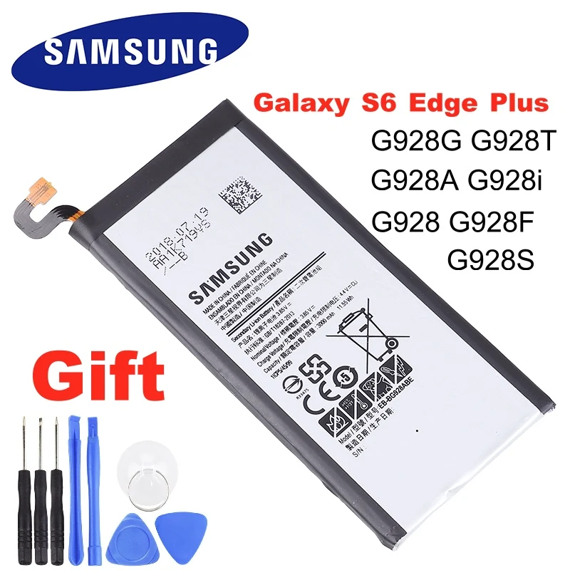 Оригинальный EB BG928ABE батареи Samsung для GALAXY S6 edge Plus SM G9280 G928P G928F/A/G/I/T/S G9287 G928V 3000