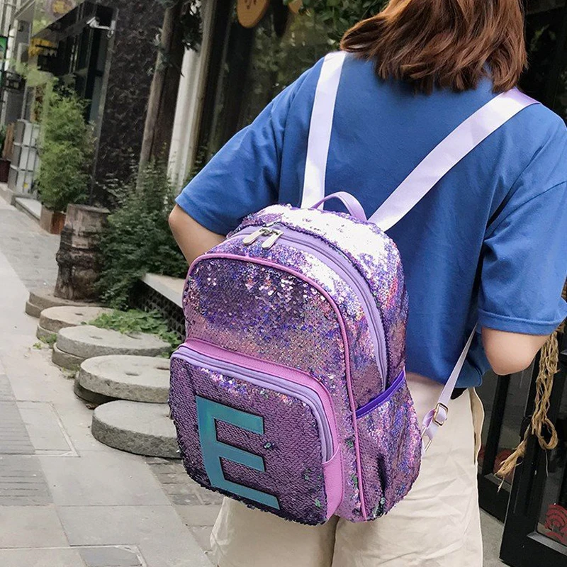 Женский модный рюкзак с блестками для девочек-подростков, блестящие мини Кожаные Дорожные школьные сумки, яркие блестящие рюкзаки с изображением букв