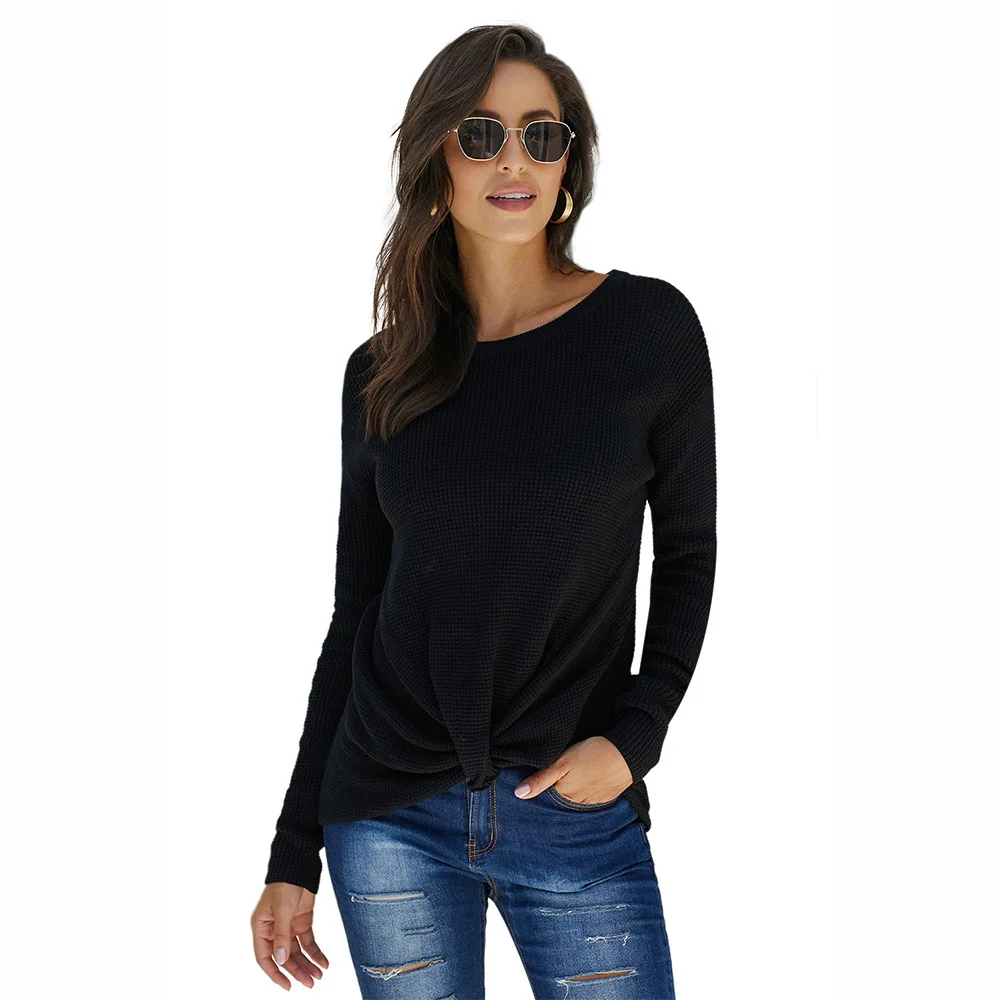 5 COLORS NEW Women Sweater Pullover Basic Rib Knitted Cotton Tops Solid Beige Knot Your Girlfriend Thermal Long Sleeve Knit | Женская