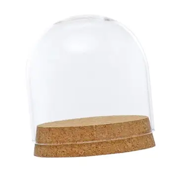 

Glass Dome Display Bell Jar Cover Tea Lamp Cover Cloche Wooden Base DIY 3-Size