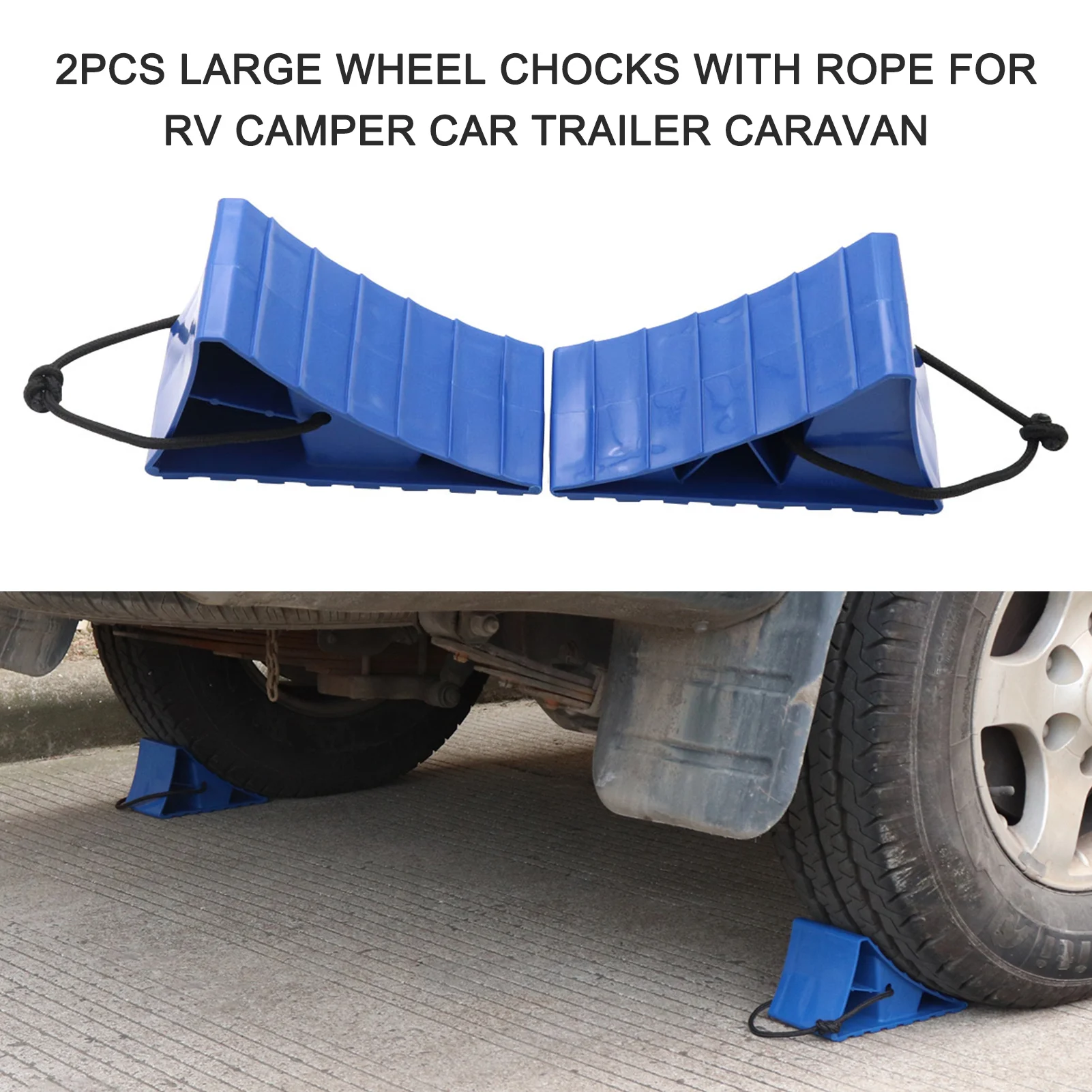 2pcs Large Wheel Chocks With Rope For Rv Camper Car Tire Chocks Trailer