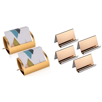 

6 Pcs Business Cards Holders Business Card Holder Desktop Card Rack Organizer-2 Pcs Gold & 4 Pcs Rose Gold