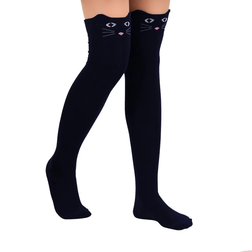 Women Cat Catoon Socks Long Socks Over Knee High Sock Thigh High Over Knee Acrylic High Socks Girls Womens Long Knee Sock