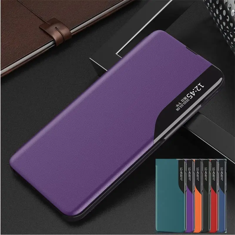 Новый кожаный флип чехол Smart View для Xiaomi Mi 10 Pro 10T Lite Poco M3 X3 NFC Xiomi Redmi 9A 9C Note 8 8T 9