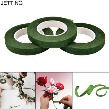 

12m Florist Stem Green Color Tape Wire Floral Work Plastron Floral Resealable Elastic Tape Wrap