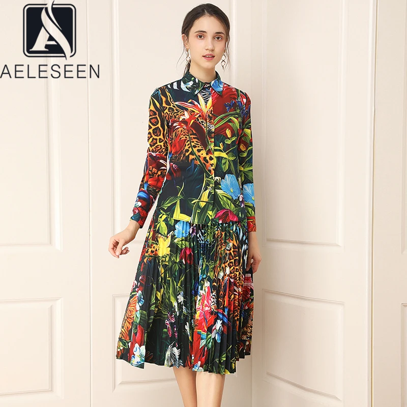 Женский модельный комплект AELESEEN дизайнерская Блузка + плиссированная юбка