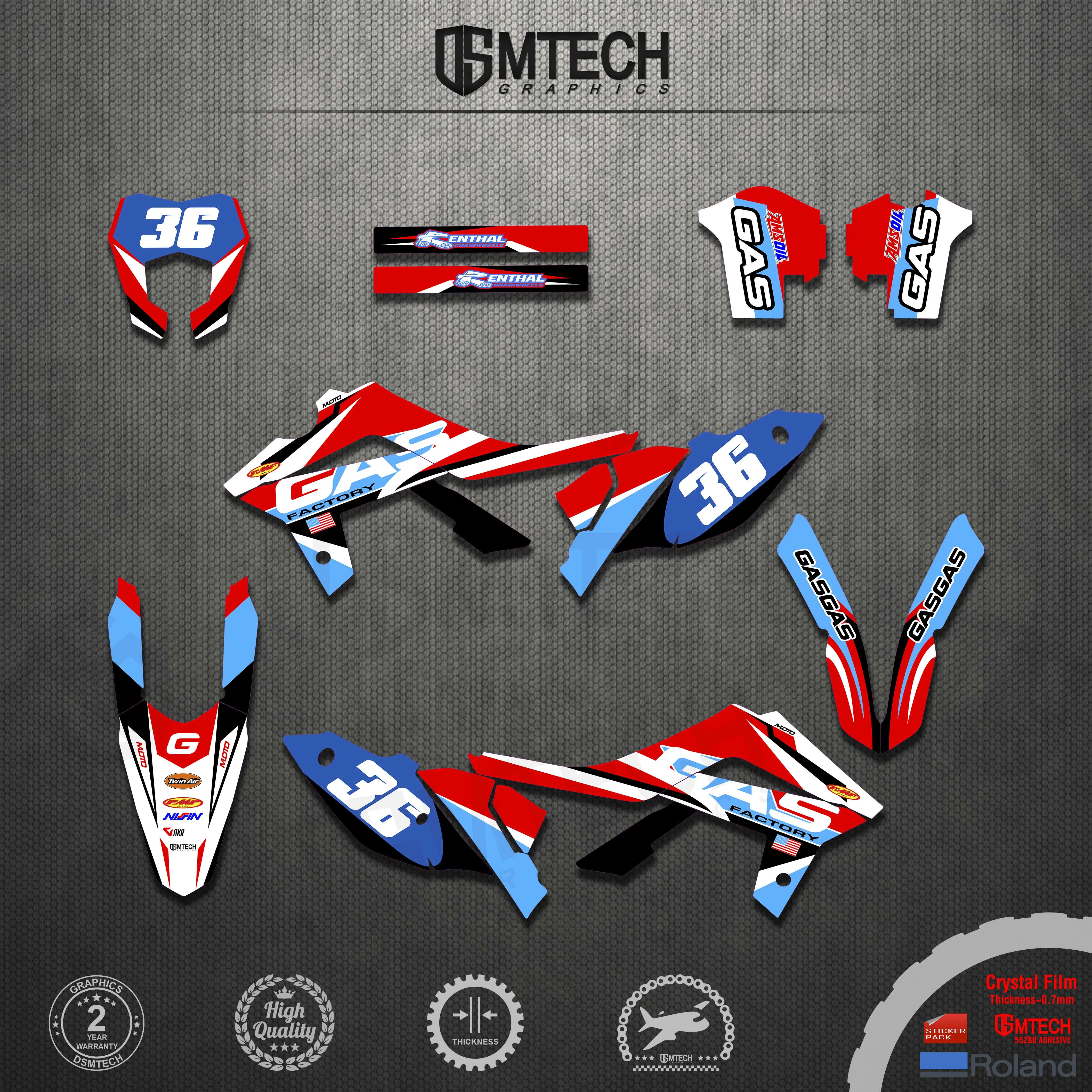 DSMTECH Customized Team Graphics Backgrounds Decals Custom Stickers For GASGAS 2014 2015 2016 2017 EC