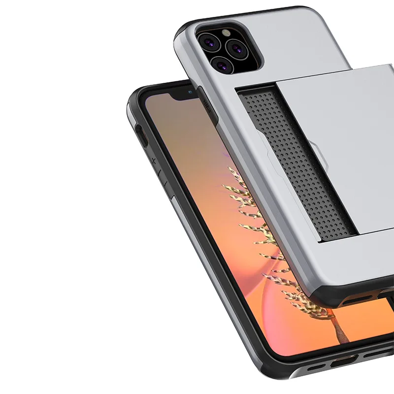 500 шт Роскошный Гибридный PC+ TPU бронированные чехлы для iPhone 11 Pro Max XS XR X 8 7 6 6S Plus 5 5S противоударный кредитный держатель для карт