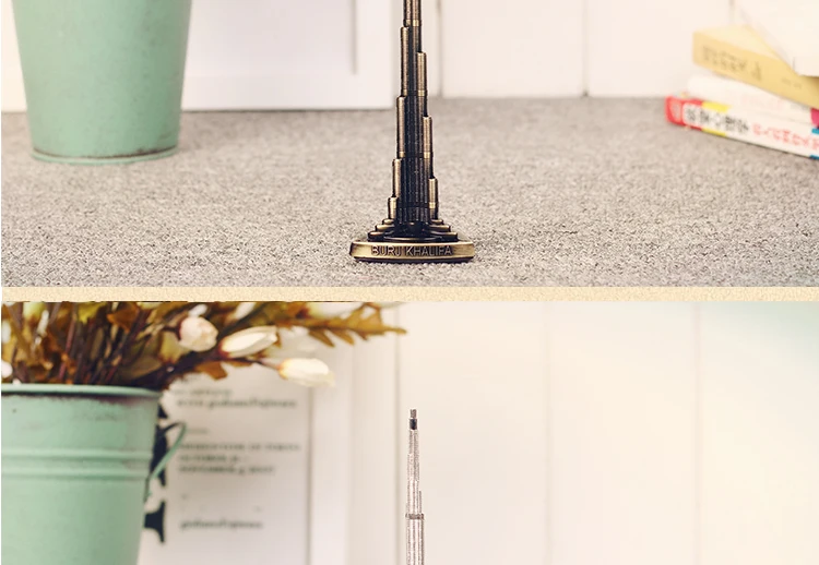 Vintage Metal Burj Khalifa Tower Statue Miniature Model Home Decoration