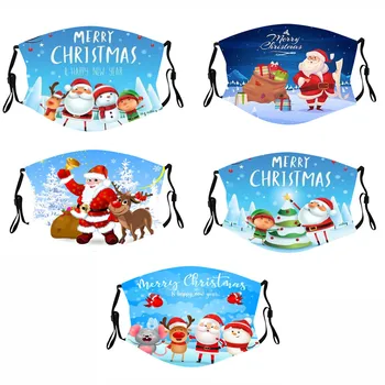

5pc Adult Christmas Print Face Mouth Mask Breathable Mascarillas Reusable Mask Washable Protective Dustproof Unisex Face Mask