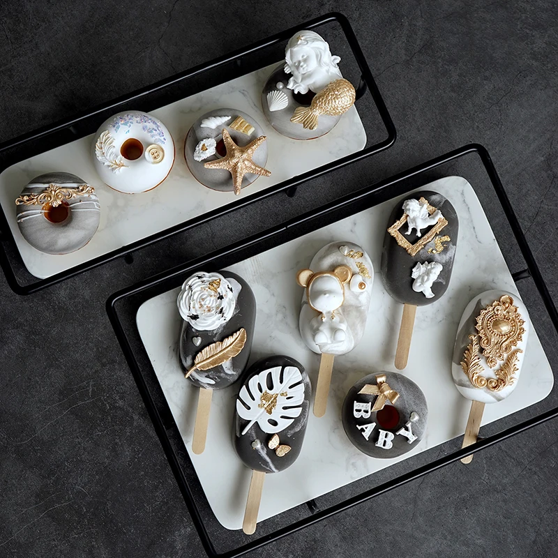 

Black Artificial Donut Ice Cream Cake Simulation Snack Store Window Decoration Fake Snack Ice Cream Donut Food Photography Prop