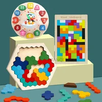 Colorful 3D Puzzle Wooden Toys High Quality Tangram Math Jigsaw Game Children Preschool Imagination Educational Toys for Kids 1