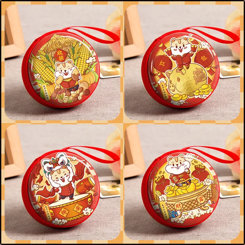

Chinese New Year Red Style Mouse Coin Purse Kids Mini Bag for SD Card Earphone Key Storage Wallet Headphone Bag Hot Sale
