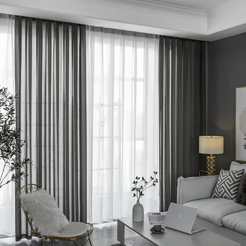 

Grey Chiffon Solid Voile Door Window Curtains Drape Panel Sheer Tulle for Home Decor Living Room Bedroom Kitchen S062&40