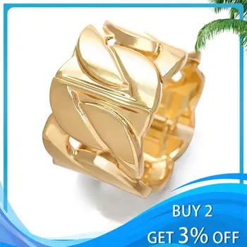 

New 2020 Hit Geometric Luxury Wide brim wristband Fashion lady's wristlet Gold Open bracelet wedding Party Jewelry