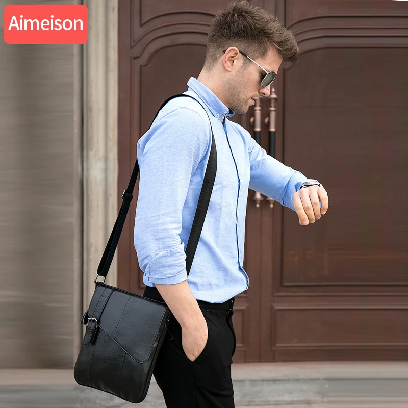Bolso bandolera para hombre, de al óleo, para hombre, bolso bandolera de cuero genuino para bolso | - AliExpress