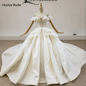 

HTL1649 Some Big Crystals On The Chest Sweetheart Wedding Dress 2020 Big Train Short Sleeve Sequined Ball-Gowns robe mariage