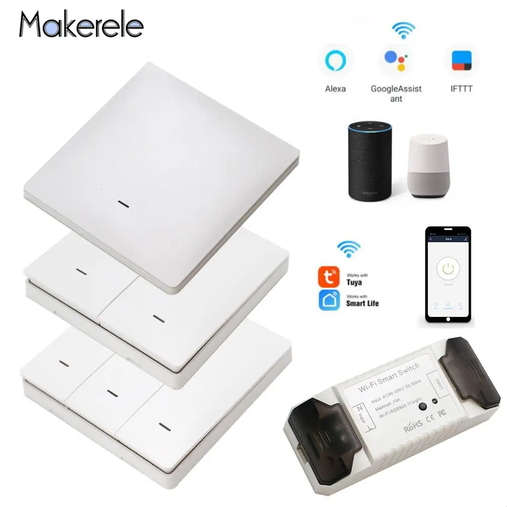  Smart Life APP WiFi RF DIY Switch Wifi Smart Breaker Switch Wireless Controller Light RF 433Mhz Wal - 4000353501994