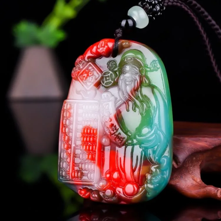 Natural colour Jade God of wealth Pendant Necklace Jewellery Fashion Accessories Hand-carved Woman Lucky Amulet Sweater Chain | Украшения и