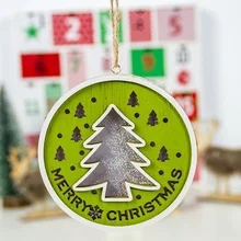 Высокое качество деревянная круглая лампа светящаяся Рождественская елка подвесной светильник орнамент кулон X'mas украшение
