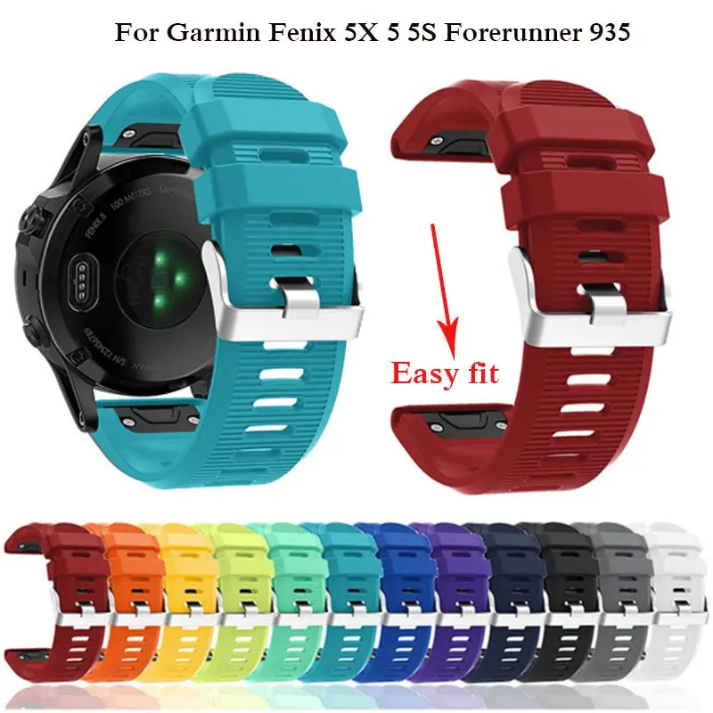 26 22 мм ремешок для наручных часов Garmin Fenix 5X 5 5S 6X iPhone 6 Plus 3 HR/Forerunner 935 часы для часов, быстросъемный силиконовый ремешок отлично подходит браслет на запястье|Смарт-аксессуары| | АлиЭкспресс