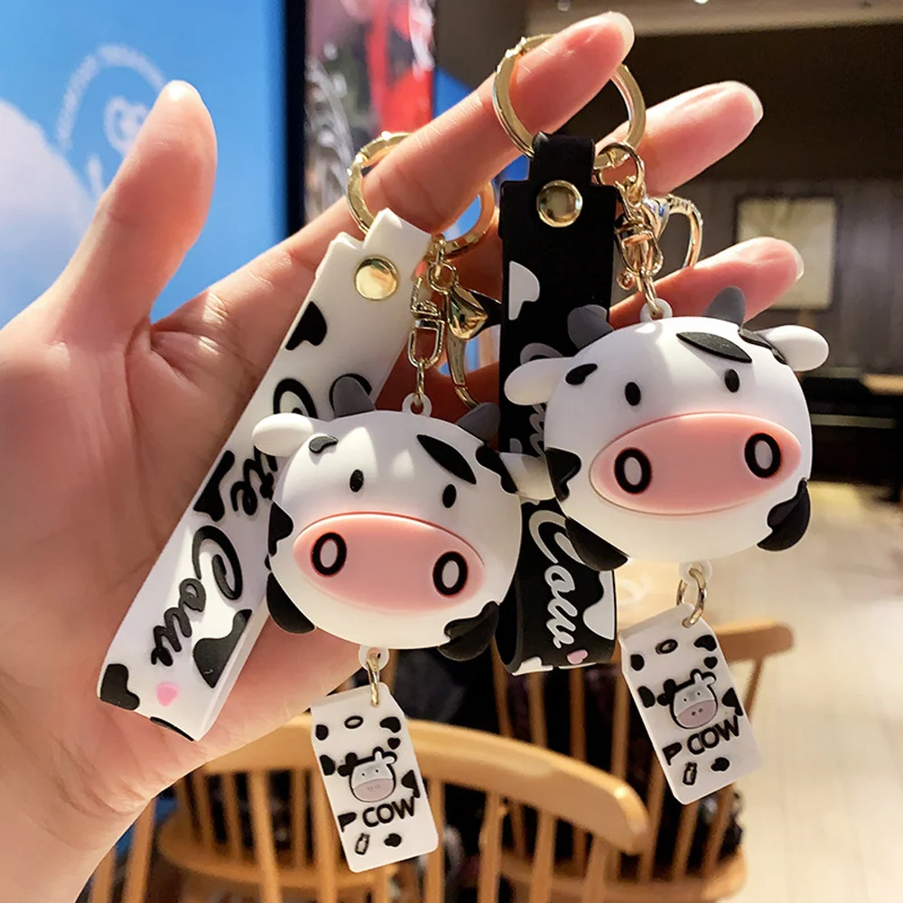 Silicone Animal Keychain Cow Cat Duck Keychains Cartoon Cute Car Key Chain Ring Bag Pendant | Украшения и аксессуары