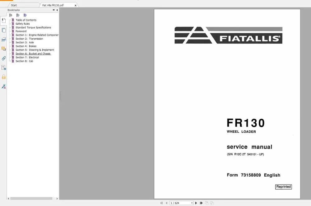 ForFiat Allis тракторный сервис оператор библиотеки и техническое обслуживание
