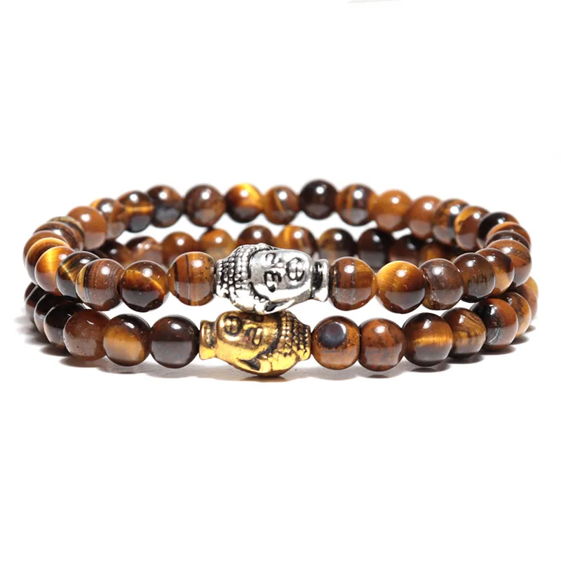 

Trendy Antique Buddha Bracelet Unisex Minimalist 6mm Natural Stone Beaded Braslet Yoga Jewelry Prayer Brazalete Hand Accessories