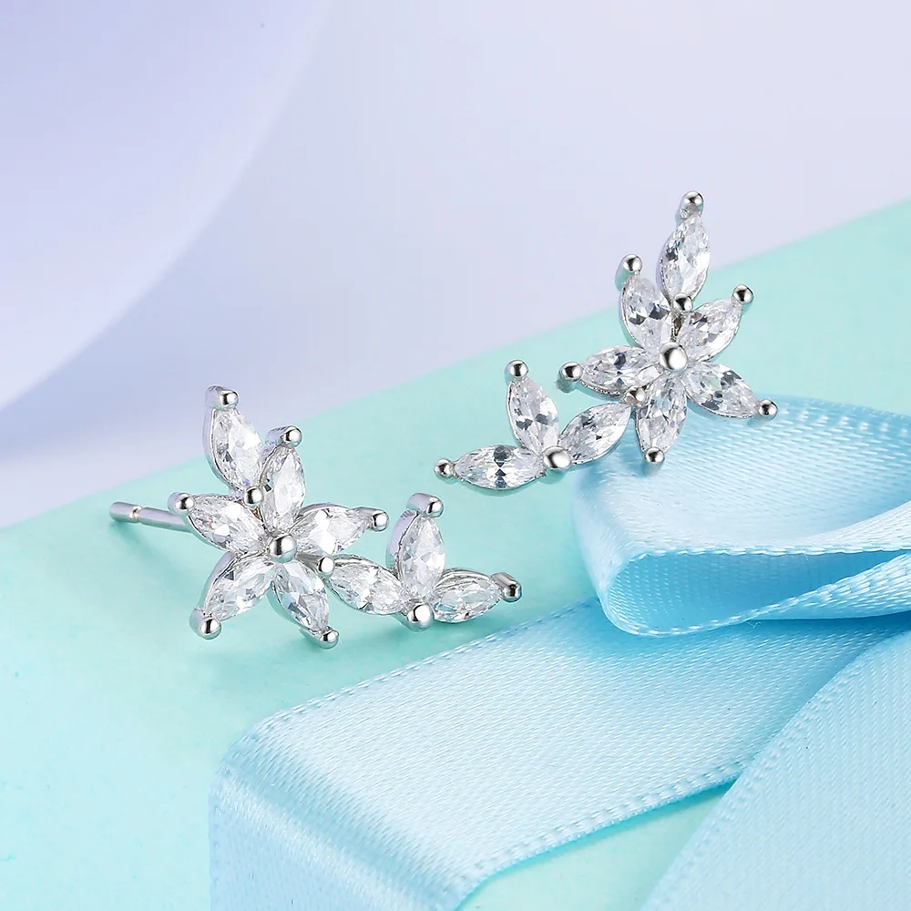 Уникальный дизайн AAA Австрийский Кристалл инкрустация белый цветок серьги