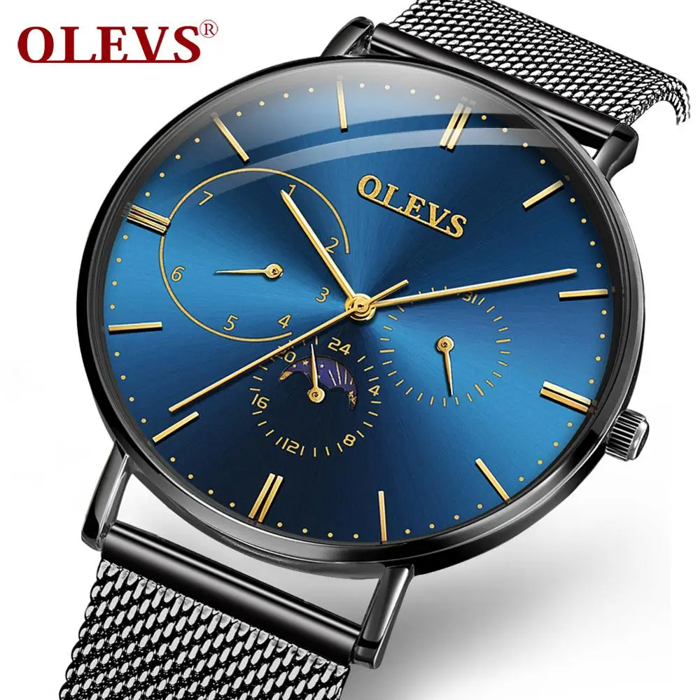 

OLEVS Man Fashion Watch Quartz Watch Multifunction Fashion mesh Steel strap watch Waterproof Business Wrist Watch Relojes Hombre