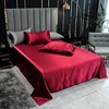 Bonenjoy 1PC Bed Sheet Wine Red Solid Color Smooth Top Sheets for Home Single/Queen/King Size Bed Linen Satin(no pillowcase) 1